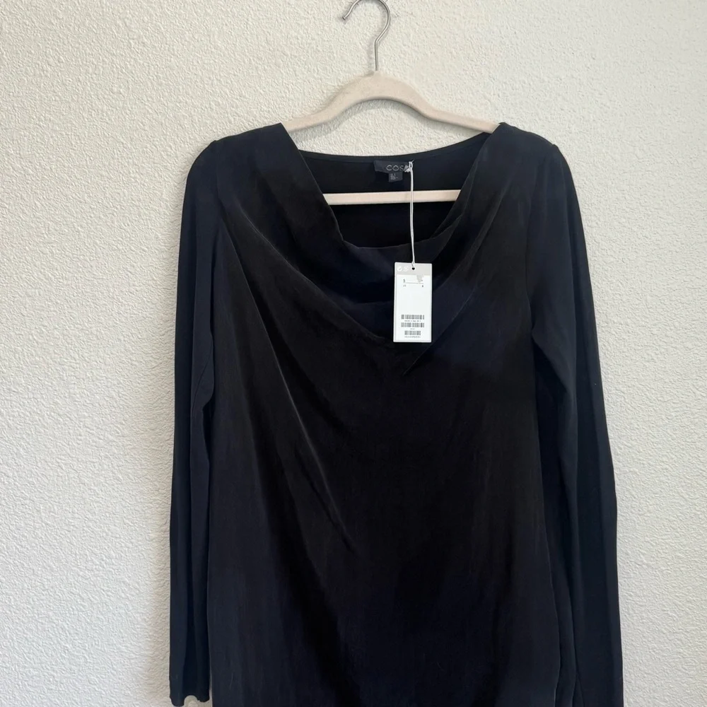 NWT Cos Womens‎ Size 6 Black Sheath Drape Neck Dress Office Preppy Minimal Boho - Picture 2 of 12